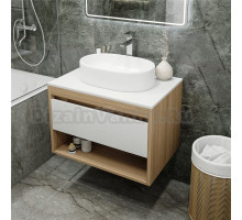Тумба с раковиной Teymi Ritta 75 дуб эврика, матовая белая, раковина Iva 52