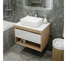 Тумба с раковиной Teymi Ritta 75 дуб эврика, матовая белая, раковина Helmi 50