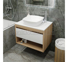 Тумба с раковиной Teymi Ritta 75 дуб эврика, матовая белая, раковина Kati 43