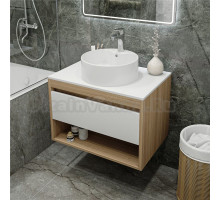 Тумба с раковиной Teymi Ritta 75 дуб эврика, матовая белая, раковина Lina S D40