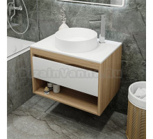 Тумба с раковиной Teymi Ritta 75 дуб эврика, матовая белая, раковина Lina D41