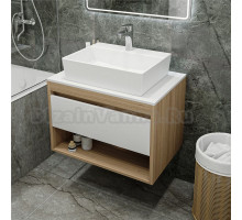 Тумба с раковиной Teymi Ritta 75 дуб эврика, матовая белая, раковина Aina 56