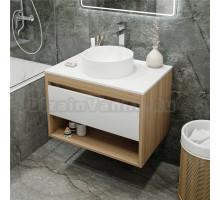 Тумба с раковиной Teymi Ritta 75 дуб эврика, матовая белая, раковина Lina D35