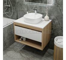 Тумба с раковиной Teymi Ritta 75 дуб эврика, матовая белая, раковина Solli 40