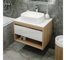 Тумба с раковиной Teymi Ritta 75 дуб эврика, матовая белая, раковина Solli 51