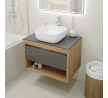 Тумба с раковиной Teymi Ritta 75 дуб эврика, матовый графит, раковина Solli 41