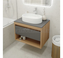 Тумба с раковиной Teymi Ritta 75 дуб эврика, матовый графит, раковина Iva 52