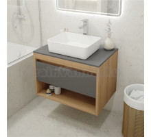 Тумба с раковиной Teymi Ritta 75 дуб эврика, матовый графит, раковина Helmi 50