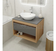 Тумба с раковиной Teymi Ritta 75 дуб эврика, матовый графит, раковина Lori 60