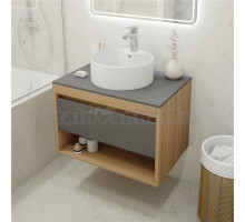 Тумба с раковиной Teymi Ritta 75 дуб эврика, матовый графит, раковина Lina S D40