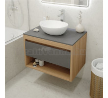 Тумба с раковиной Teymi Ritta 75 дуб эврика, матовый графит, раковина Lori 40