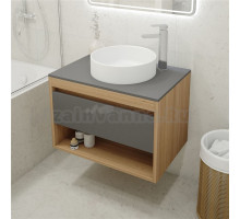 Тумба с раковиной Teymi Ritta 75 дуб эврика, матовый графит, раковина Lina D41