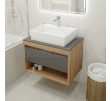 Тумба с раковиной Teymi Ritta 75 дуб эврика, матовый графит, раковина Aina 56