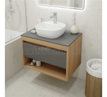 Тумба с раковиной Teymi Ritta 75 дуб эврика, матовый графит, раковина Solli 40