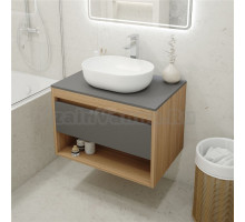 Тумба с раковиной Teymi Ritta 75 дуб эврика, матовый графит, раковина Solli 48