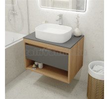 Тумба с раковиной Teymi Ritta 75 дуб эврика, матовый графит, раковина Solli 51