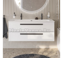 Тумба с раковиной Cezares Eco Cer-N 120 bianco lucido, раковина Eco 120-1-2, ручки черные матовые