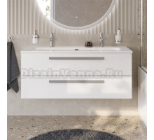 Тумба с раковиной Cezares Eco Cer-N 120 bianco lucido, раковина Eco 120-1-2, ручки серые