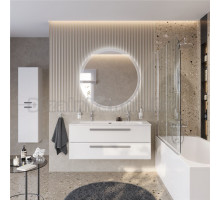 Мебель для ванной комнаты Cezares Eco Cer-N 120 bianco lucido, раковина Eco 120-1-2, ручки серые