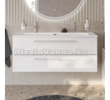 Тумба с раковиной Cezares Eco Cer-N 120 bianco lucido, раковина Eco 120-1-2, ручки сатин