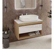 Тумба с раковиной Teymi Ritta 85 дуб эврика, матовая белая, раковина Solli 60