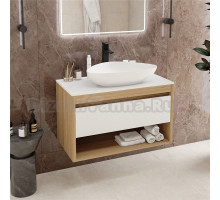 Тумба с раковиной Teymi Ritta 85 дуб эврика, матовая белая, раковина Ellie 60
