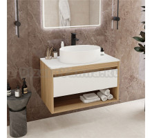 Тумба с раковиной Teymi Ritta 85 дуб эврика, матовая белая, раковина Lori 50