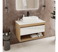 Тумба с раковиной Teymi Ritta 85 дуб эврика, матовая белая, раковина Iva 52