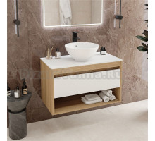 Тумба с раковиной Teymi Ritta 85 дуб эврика, матовая белая, раковина Lina kuppi D40