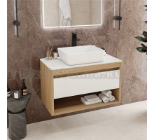 Тумба с раковиной Teymi Ritta 85 дуб эврика, матовая белая, раковина Helmi 50