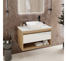 Тумба с раковиной Teymi Ritta 85 дуб эврика, матовая белая, раковина Kati 43