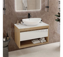 Тумба с раковиной Teymi Ritta 85 дуб эврика, матовая белая, раковина Lori 60
