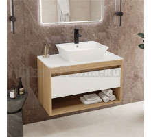 Тумба с раковиной Teymi Ritta 85 дуб эврика, матовая белая, раковина Aina 49