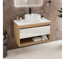 Тумба с раковиной Teymi Ritta 85 дуб эврика, матовая белая, раковина Lina S D40