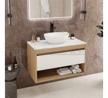 Тумба с раковиной Teymi Ritta 85 дуб эврика, матовая белая, раковина Lori 40