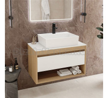 Тумба с раковиной Teymi Ritta 85 дуб эврика, матовая белая, раковина Aina 56