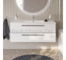 Тумба с раковиной Cezares Eco Cer-N 120 bianco lucido, раковина Duet 120, ручки серые