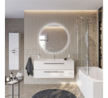 Мебель для ванной комнаты Cezares Eco Cer-N 120 bianco lucido, раковина Duet 120, ручки серые