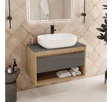 Тумба с раковиной Teymi Ritta 85 дуб эврика, матовый графит, раковина Solli 60