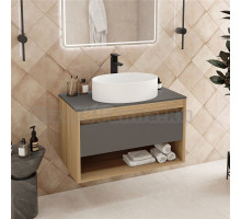 Тумба с раковиной Teymi Ritta 85 дуб эврика, матовый графит, раковина Lori 50