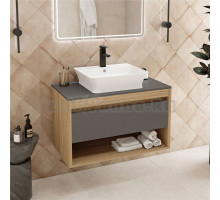 Тумба с раковиной Teymi Ritta 85 дуб эврика, матовый графит, раковина Aina 49