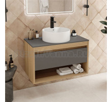 Тумба с раковиной Teymi Ritta 85 дуб эврика, матовый графит, раковина Lina S D40