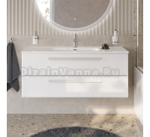 Тумба с раковиной Cezares Eco Cer-N 120 bianco lucido, раковина Duet 120, ручки сатин