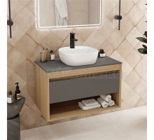 Тумба с раковиной Teymi Ritta 85 дуб эврика, матовый графит, раковина Solli 40