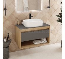 Тумба с раковиной Teymi Ritta 85 дуб эврика, матовый графит, раковина Solli 51