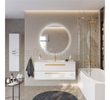 Мебель для ванной комнаты Cezares Eco Cer-N 120 bianco lucido, раковина Duet 120, ручки сатиновое золото