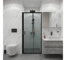 Душевая дверь в нишу Niagara Eco NG-651-9AB 90 см профиль черный, стекло прозрачное
