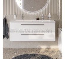 Тумба с раковиной Cezares Eco Cer-N 120 bianco opaco, раковина Eco 120-1-2, ручки серые