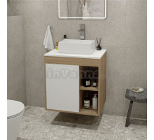 Тумба с раковиной Teymi Nura 60 дуб эврика, матовая белая, раковина Helmi Mini 38