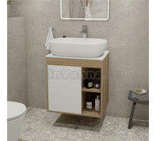 Тумба с раковиной Teymi Nura 60 дуб эврика, матовая белая, раковина Solli 60